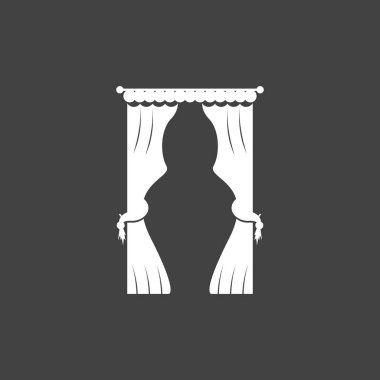 Perde Pencere Odası mobilya logo vektör şablonu resimlemesini perdeler