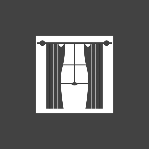 Závěs Okno Pokoj Závěsy Nábytek Logo Vektorové Šablony Ilustrace — Stockový vektor