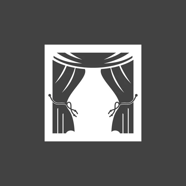Závěs Okno Pokoj Závěsy Nábytek Logo Vektorové Šablony Ilustrace — Stockový vektor