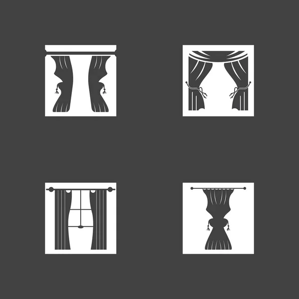 窗帘窗帘窗帘家具标识矢量模板插图 — 图库矢量图片