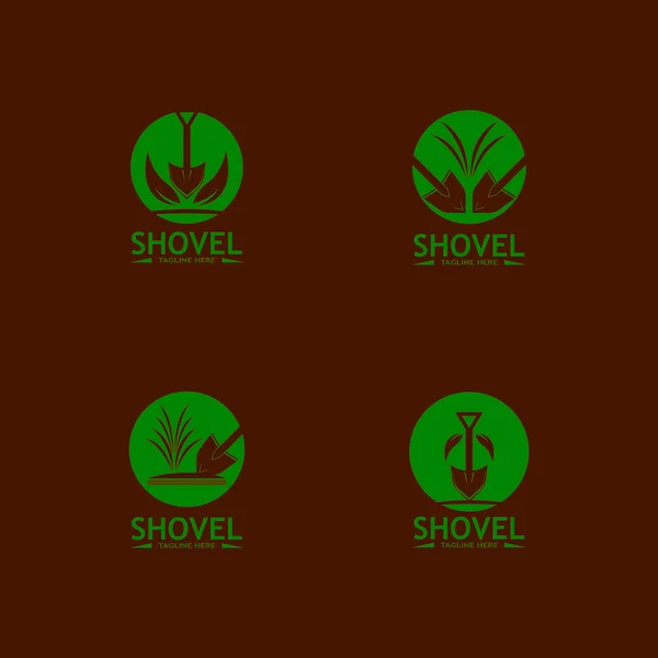 Schaufel Symbol Vektor Logo Design Vorlage — Stockvektor