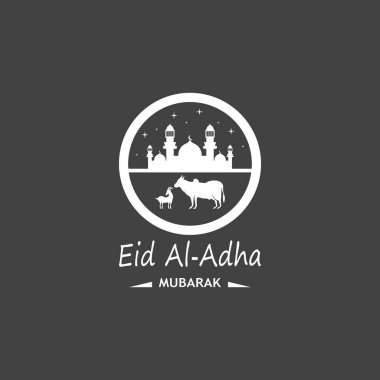 Kurban Bayramı Mübarek Logo Vektörü İllüstrasyonu