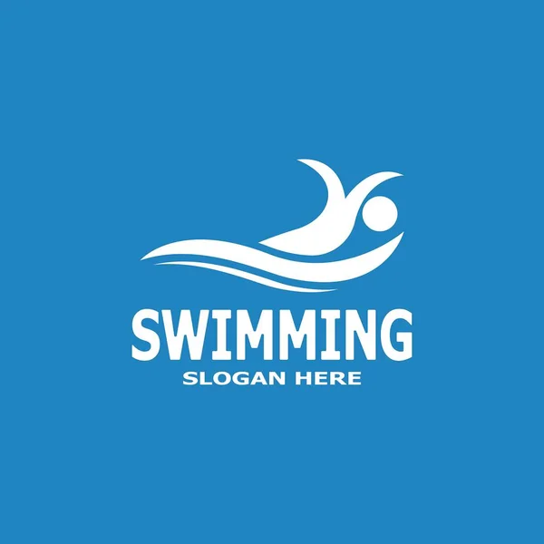 Swimming People Logo Vector Template Illustration — Stock Vector