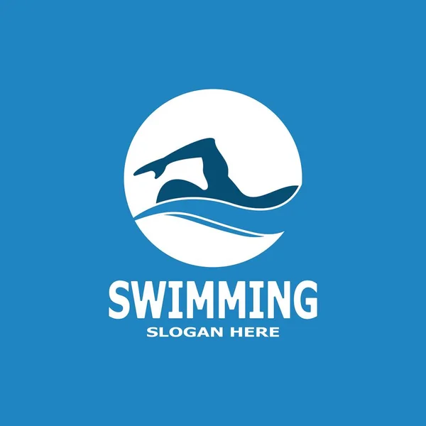 Nuoto Persone Logo Modello Vettoriale Illustrazione — Vettoriale Stock