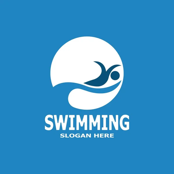 Nuoto Persone Logo Modello Vettoriale Illustrazione — Vettoriale Stock