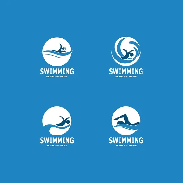 Плавание Людей Векторные Шаблоны Логотипа Иллюстрации — стоковый вектор