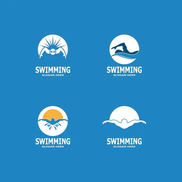 Плавание Людей Векторные Шаблоны Логотипа Иллюстрации — стоковый вектор