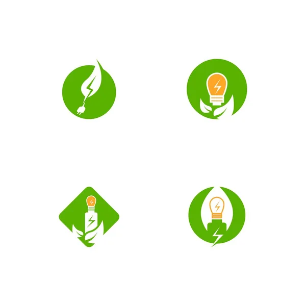 Eco Power Energy Logo Vector Template Illusztráció — Stock Vector