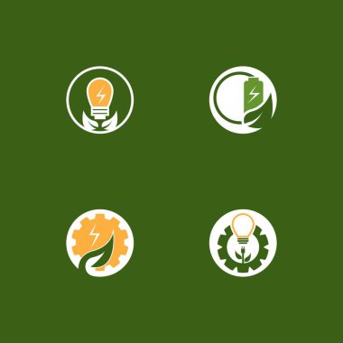 Eko Güç Enerjisi Logo Vektör Şablonu İllüstrasyonu