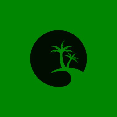 Palm Coconut Tree Logo Simgesi Silueti