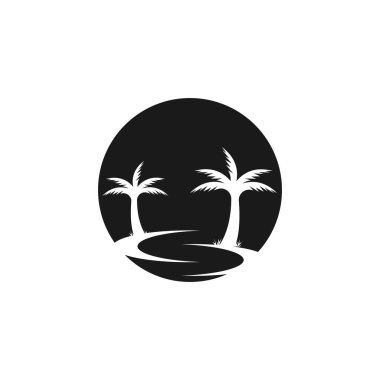 Palm Coconut Tree Logo Simgesi Silueti