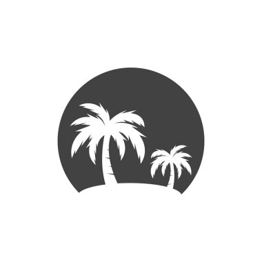 Palm Coconut Tree Logo Simgesi Silueti