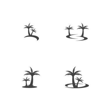 Palm Coconut Tree Logo Simgesi Silueti