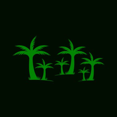 Palm Coconut Tree Logo Simgesi Silueti