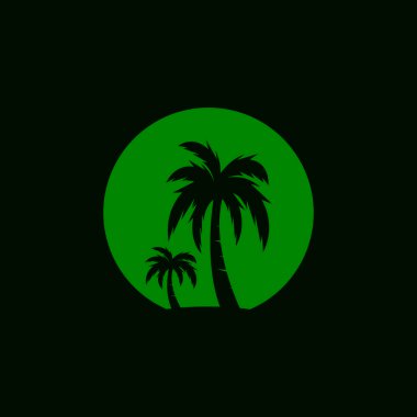 Palm Coconut Tree Logo Simgesi Silueti