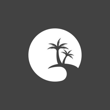 Palm Coconut Tree Logo Simgesi Silueti