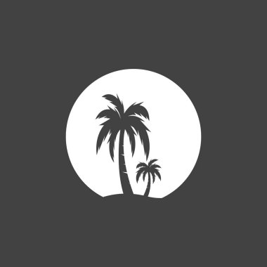 Palm Coconut Tree Logo Simgesi Silueti