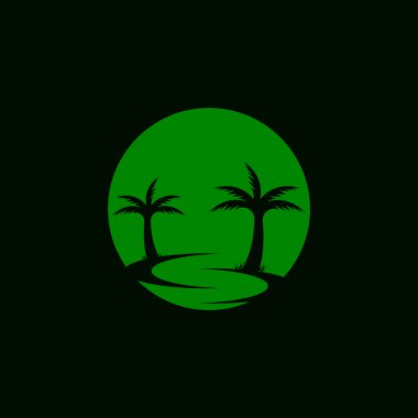 Palm Coconut Tree Logo Simgesi Silueti