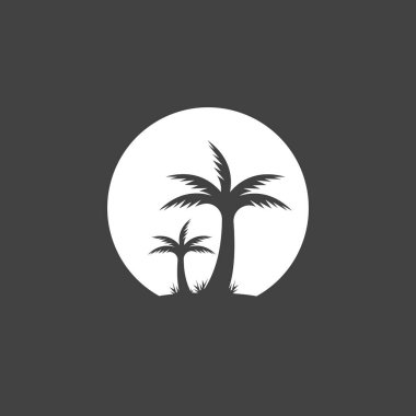 Palm Coconut Tree Logo Simgesi Silueti