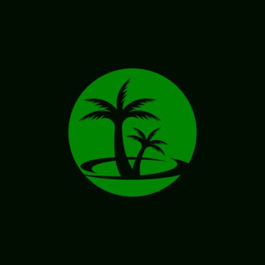 Palm Coconut Tree Logo Simgesi Silueti