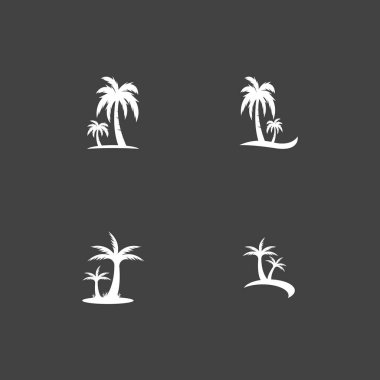 Palm Coconut Tree Logo Simgesi Silueti