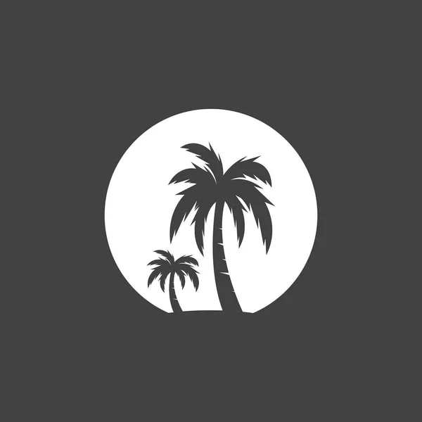 Palm Coconut Árvore Logotipo Ícone Silhueta — Vetor de Stock