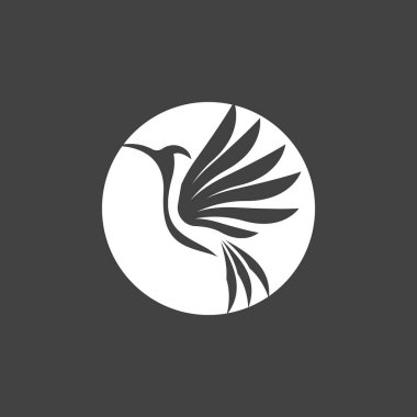 Mırıldayan kuş silueti sanat logosu çizimi