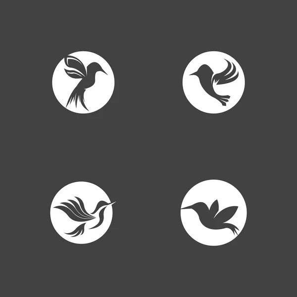 Humming Bird Silhouette Art Logo Vector Illustration — Stock Vector