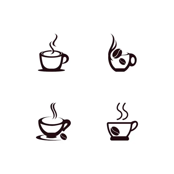 Ikone Der Kaffeetasse Und Symbol Vector Template Illustration — Stockvektor