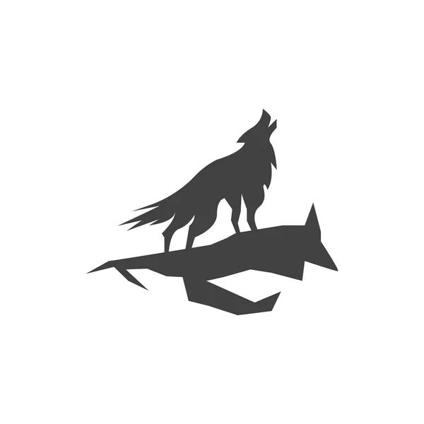 Вовк Силует Ікона Символ Векторні Ілюстрації Шаблону — стоковий вектор