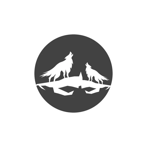 Ikona Sylwetki Wilka Symbol Wektor Szablon Ilustracja — Wektor stockowy