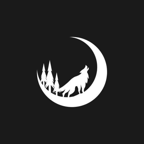 Ikona Sylwetki Wilka Symbol Wektor Szablon Ilustracja — Wektor stockowy