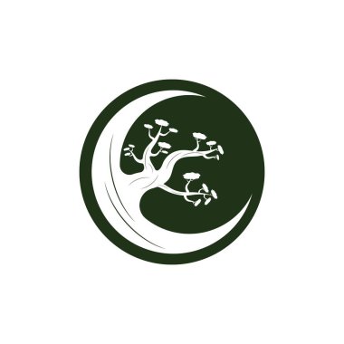 Bonsai logo tasarımı. Japon Mini Küçük Bitki Ağacı Silueti logo tasarımı
