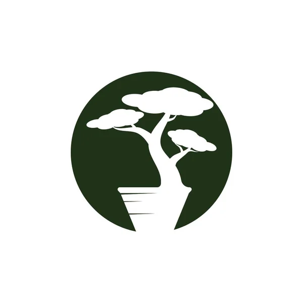 Design Logotipo Bonsai Japonês Mini Planta Pequena Árvore Silhueta Logotipo —  Vetores de Stock