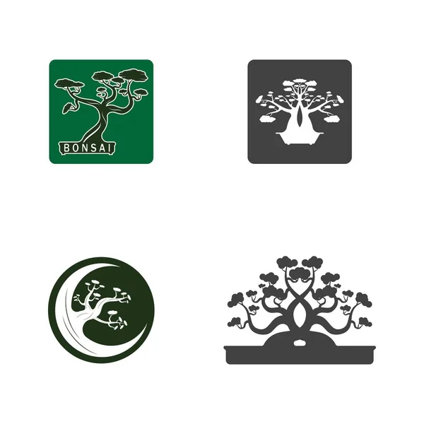 盆栽のロゴデザイン 日本の小さな植物ツリーシルエットのロゴデザイン — ストックベクタ
