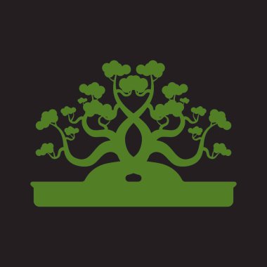 Bonsai logo tasarımı. Japon Mini Küçük Bitki Ağacı Silueti logo tasarımı