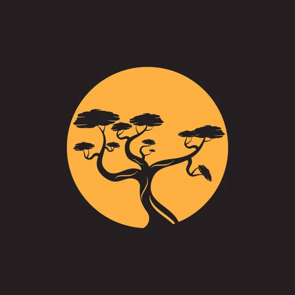 Σχεδιασμός Λογότυπου Bonsai Ιαπωνικό Μίνι Μικρό Δέντρο Φυτών Σχεδιασμός Λογότυπο — Διανυσματικό Αρχείο