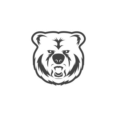 Ayı Simgesi ve Sembol Vektör Şablonu İllüstrasyonu