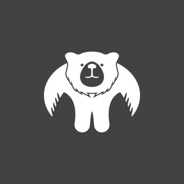 Ayı Simgesi ve Sembol Vektör Şablonu İllüstrasyonu