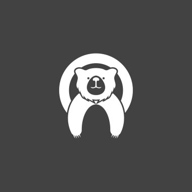 Ayı Simgesi ve Sembol Vektör Şablonu İllüstrasyonu