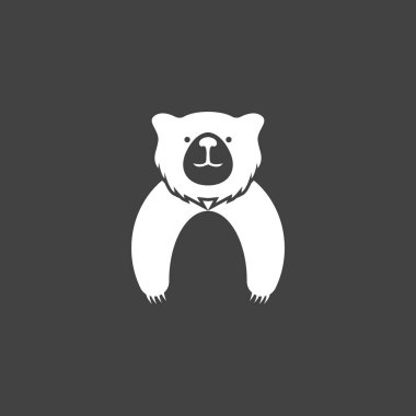 Ayı Simgesi ve Sembol Vektör Şablonu İllüstrasyonu