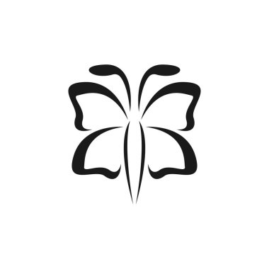 Siyah siluet kelebek simgesi ve sembol vektörü