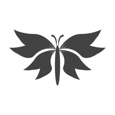 Siyah siluet kelebek simgesi ve sembol vektörü