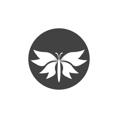 Siyah siluet kelebek simgesi ve sembol vektörü