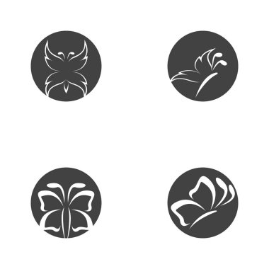 Siyah siluet kelebek simgesi ve sembol vektörü