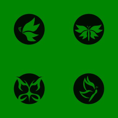 Siyah siluet kelebek simgesi ve sembol vektörü