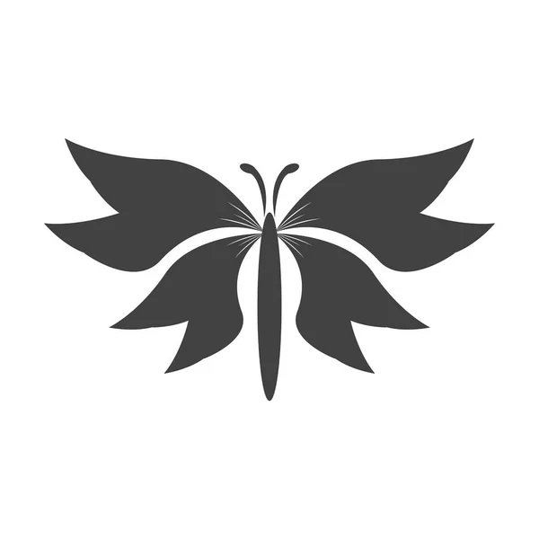Czarna Sylwetka Motyl Ikona Symbol Szablon Wektor — Wektor stockowy