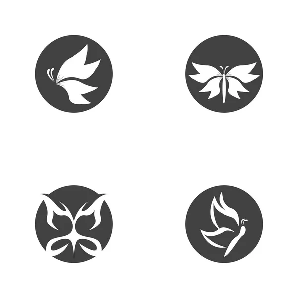 Icône Papillon Silhouette Noire Vecteur Modèle Symbole — Image vectorielle