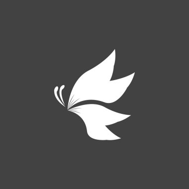 Siyah siluet kelebek simgesi ve sembol vektörü