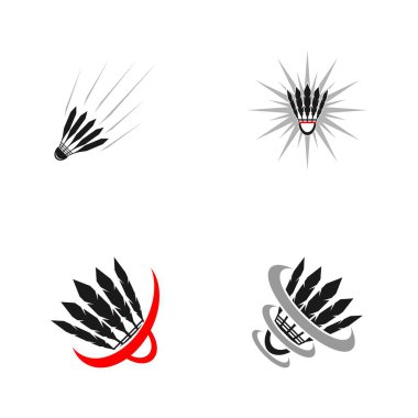 Badminton Spor Simgesi ve Sembol Vektör Şablonu Çizimi